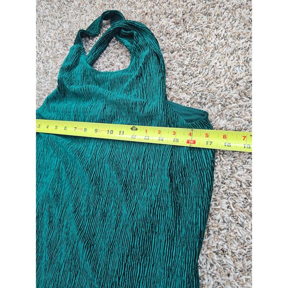 Maeve by Anthropologie Emerald Green Textured Halter Midi Dress Size M Cottage - Picture 8 of 9